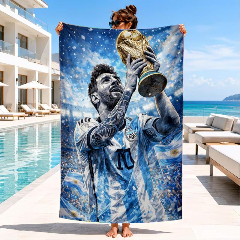 World Cup Celebration Messi Beach Towel, Quick-drying, Easy To Care For, Suitable for Both Fitness and Beach Vacations,Sports Essential