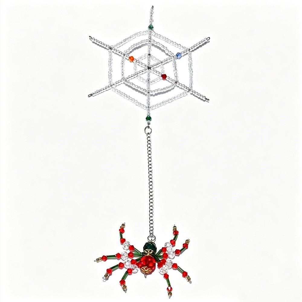 Colorful Beaded Spider and Spider Web Decorations Crystal Halloween Decorations Haunted House