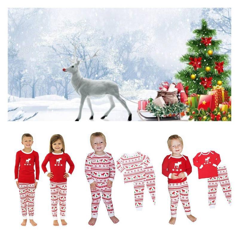 European And American Printed Christmas Home Clothing Suit For Parents And Children