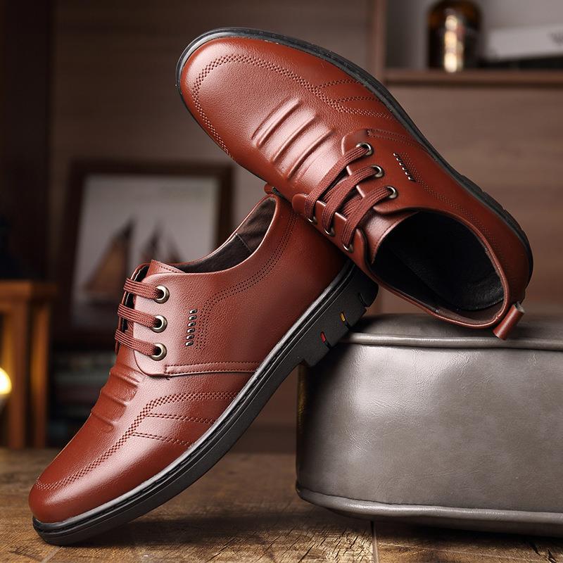 Frühlings Herrenschuhe Herren Casual PU Schuhe Business Britisch Bequeme Schuhe Koreanische Version Runde Zehenpartie Weiche Sohle Außenhandel