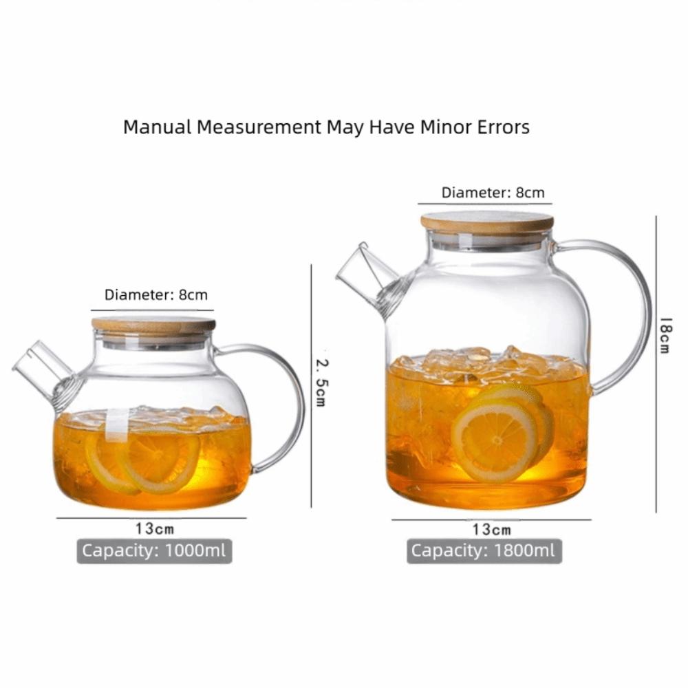 Com Tampa Jarro de Vidro para Água Fria 1/1,8L Bule de Vidro para Café Chá Espessado Jarro para Suco de Chá Gelado