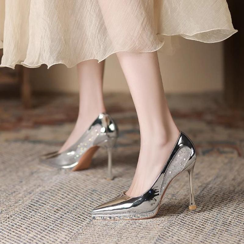 Fashion Rhinestone Ladies Pumps Super High Heel Stilito Pointed Toe Women's Shoes On Offer Y2k 39 Chic Point Elegant Fashion Dress Shoe