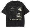 Harajuku Vintage Washed Death Note T Shirt Men Anime Graphic Printing T Shirt Cotton Fashion Streetwear Unisex Top Tee