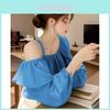 Ethereal Satin Off Shoulder Shirt With 3d Effect For Summer Fashion Womens Casual Wear