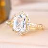 Luxury Gold Color Rectangle Zircon Ring for Women Wedding Banquet Daily and Party