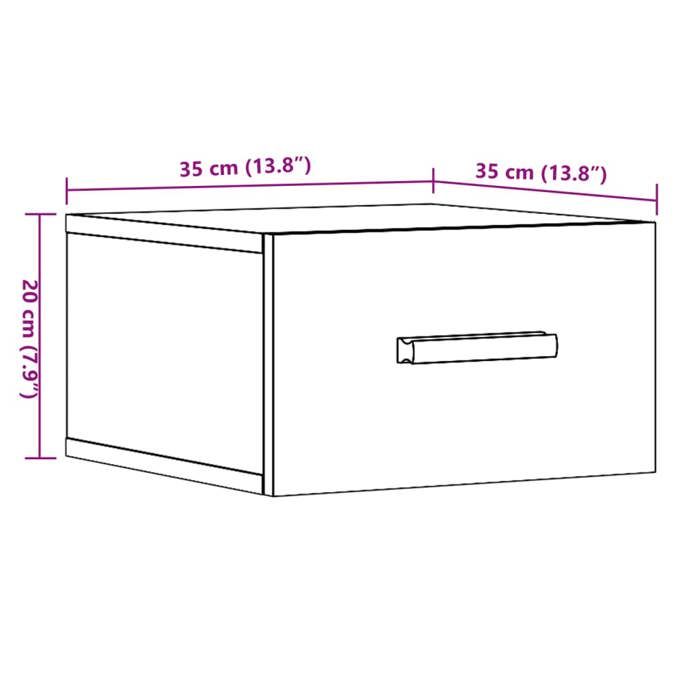 VidaXL Table de chevet murale chêne artisanal 35x35x20 cm, armoire de chevet flottante, armoire de chevet suspendue, unité 857065