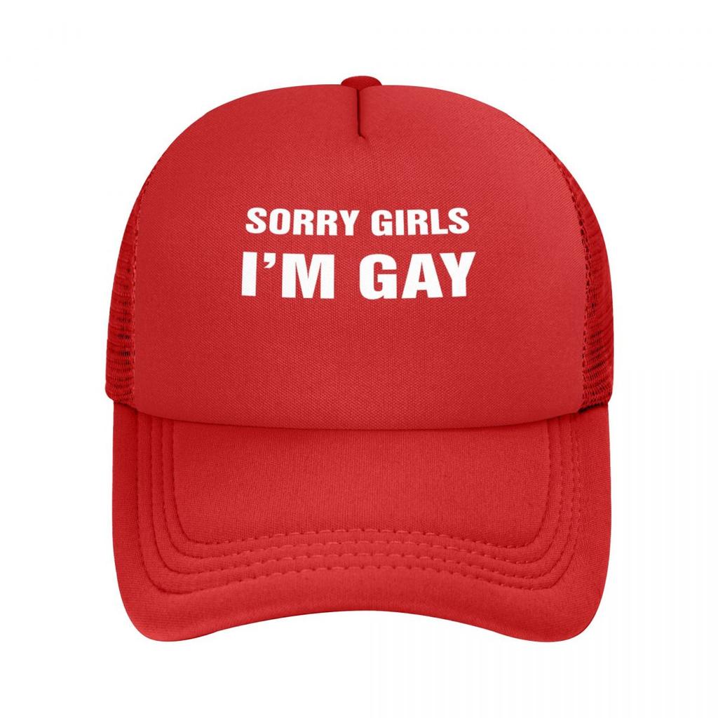Sorry Girls IM Gay Stretchy Trucker Klobouk Síťovaná Baseballová čepice Nastavitelná čepice se zapínáním na zip pro Unisex ženy Pohodlné Prodyšné
