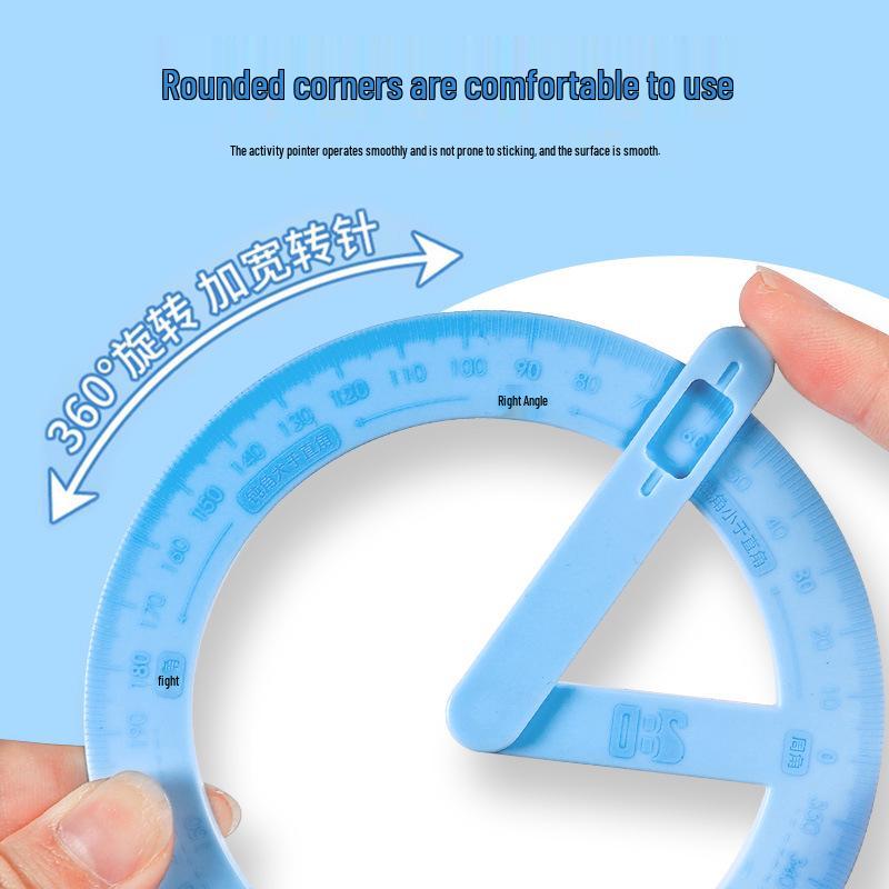 360° Movable Angle Teaching Protractor for Second Grade Students - Right & Acute Angles Drawing Tool
