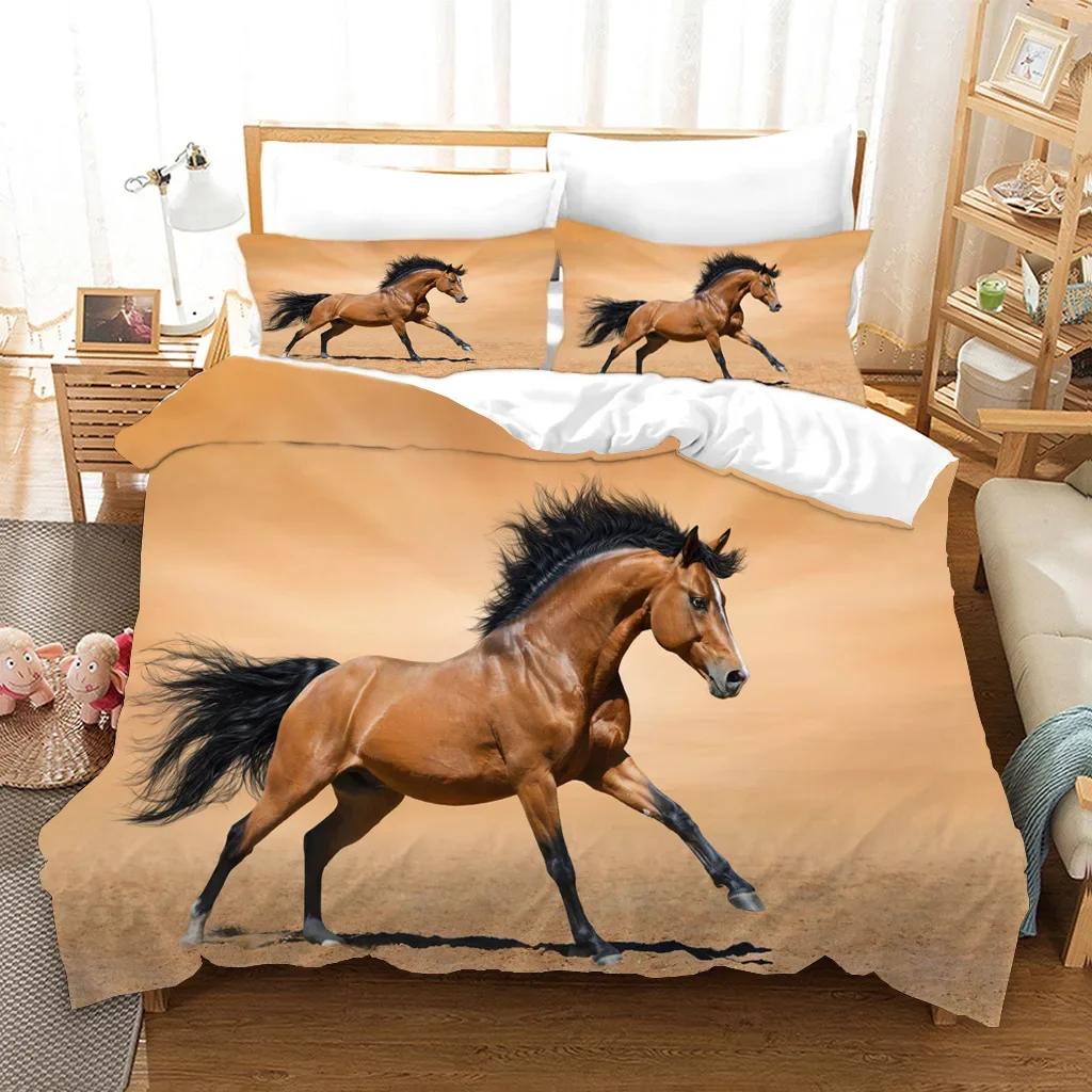 

Dropshiping King-Sized Dimensionsd Dimensions Beding Set Soft Duvet Cover Pilowcases Horse House De Couete Quen Sze High-quality Home Textile 240x20 100*200cm Single