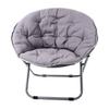Saucer Chair Metal Frame Gray Comfortable Ergonomics Foldable Cozy Chair for Living Room Gift