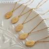 Beimai Trendy Anniversary 18K Gold Plated Stainless Steel Queen's Head Oval Pendant Sweater Chain Necklace