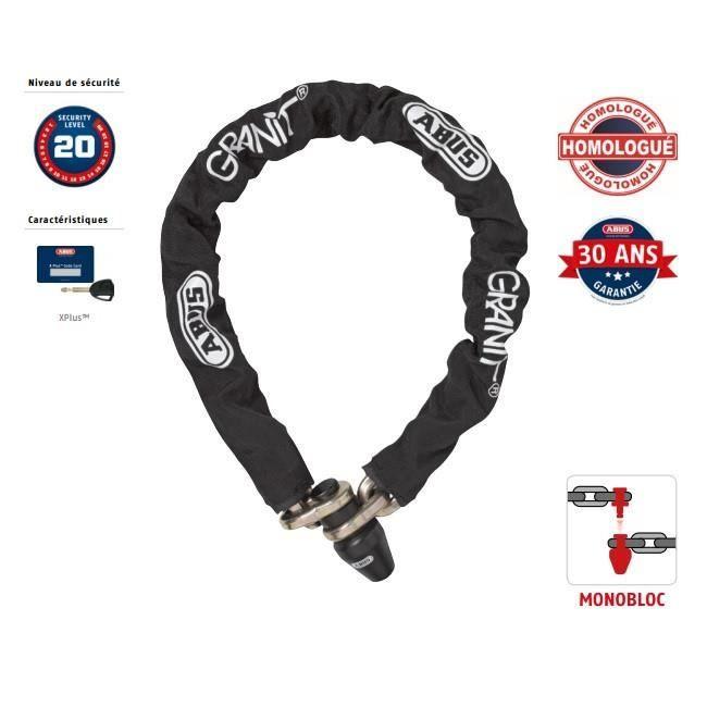 Monobloc Chain Lock - ABUS - 1480/120 - 14 Mm Links - Fabric Sheathing - XPlus Cylinder