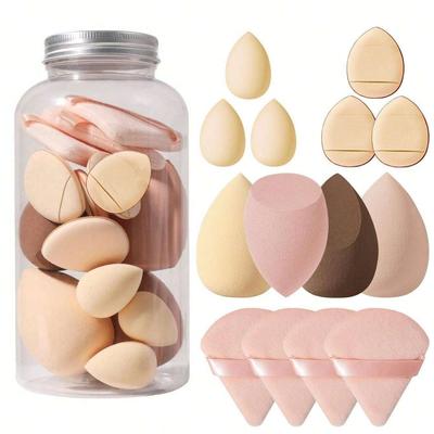 14-teiliges Make-up-Schwamm-Mixer Beauty Egg Foundation-Schwämme mit Aufbewahrungsflasche Puderquasten Kosmetische Puff Make-up Zubehör
