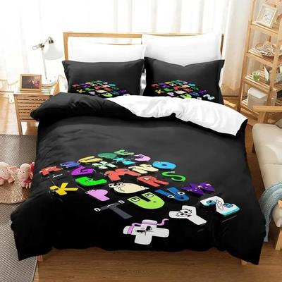 Hot Sale 26 Alphabet Lore Bedding Set Cartoon Anime Three-piece Set Adult Kid Bedroom Duvet Cover Sets Enlightenment 3D Kawaii
