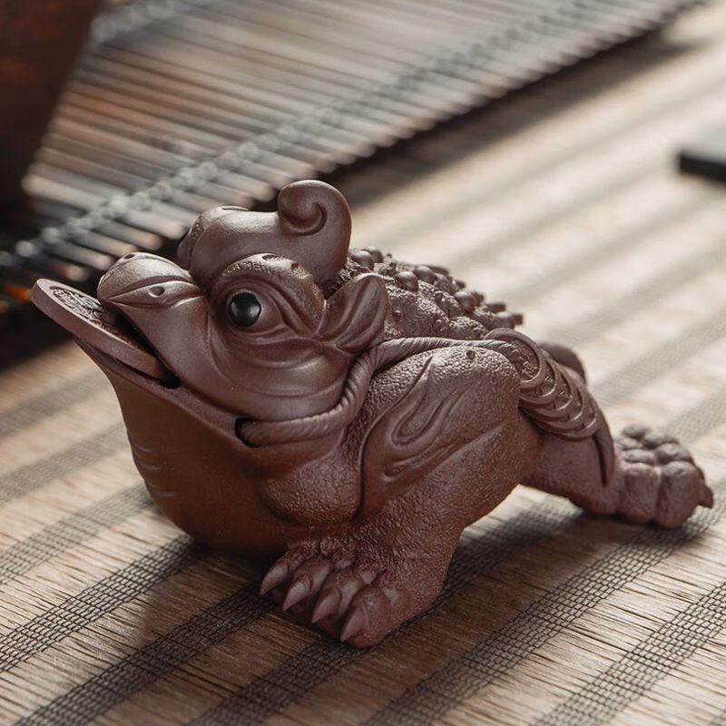 Purple Clay Golden Toad Tea Pet Ornament