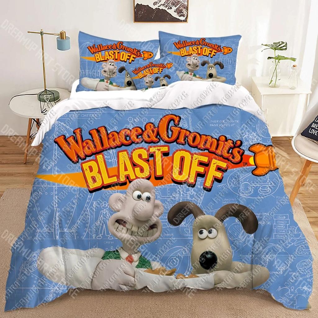 Wallace & Gromit 3D Bettwäsche-Sets bedruckte Bettbezüge für Erwachsene_ Kinderbett Decke Geburtstagsgeschenk Dropshipping