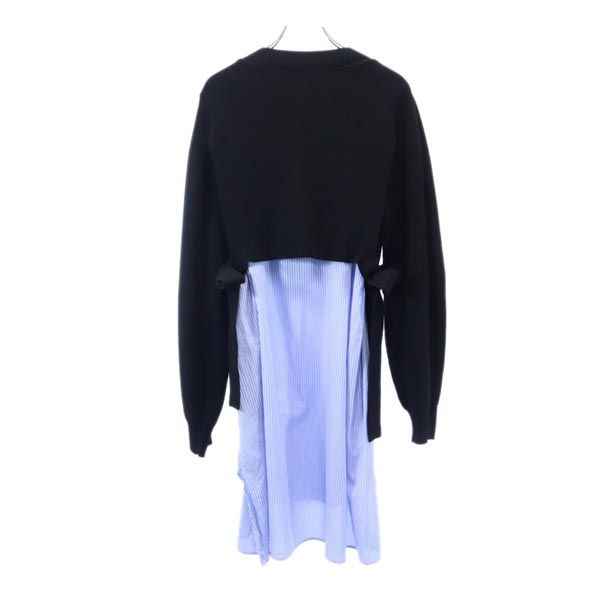 Unused Furfur Stripe Long Sleeve Knit Switching One Piece F Black X Blue Women Used