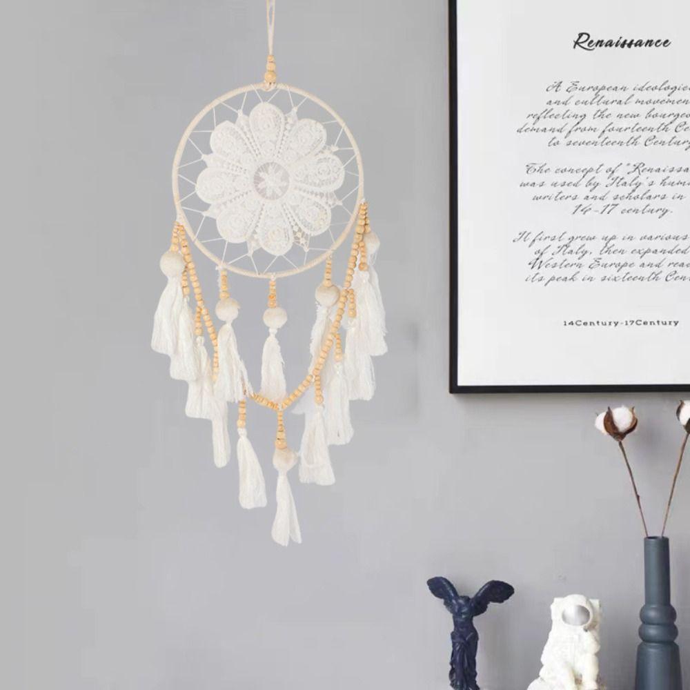 

Funny Wall Hanging Handmade Wind Chimes Craft Beaded Dream Catcher Gift білий