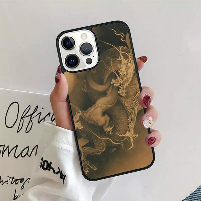 Japanese Dragon Style Phone Case For iPhone 11 12 13 14 Pro Max Mini Cover For iPhone X XS Max XR 5 6 7 8 Plus Coque