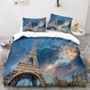Eiffel Tower Duvet Cover Set King Size Paris Cityscape Twin Bedding Set Modern French Style Polyester Comforter Cover Boys Girls