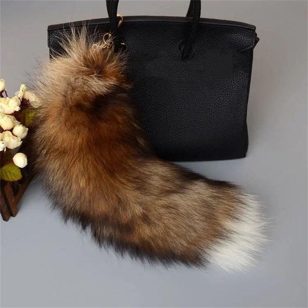 Pompoms Plush Tail Keychain Bag Tassel Fur Pendant Keyring Animal Tail Keychain  Car Keyring
