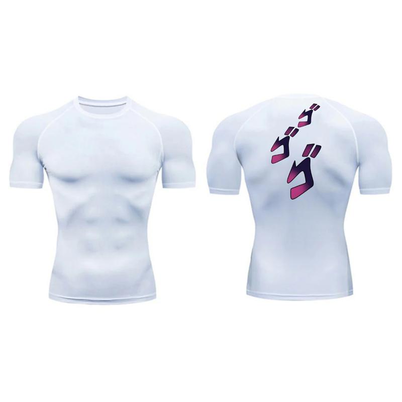 JOJO Print Compression Shirt for Men Gym Workout Running Tshirt Undershirts Baselayers Athletic Quick Dry Tees Tops Activewear