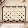 Simple Plaid Cream Style Irregular Soft Diatomaceous Earth Bathroom Floor Mat, Anti Slip, Absorbent, Quick Drying Shower Door