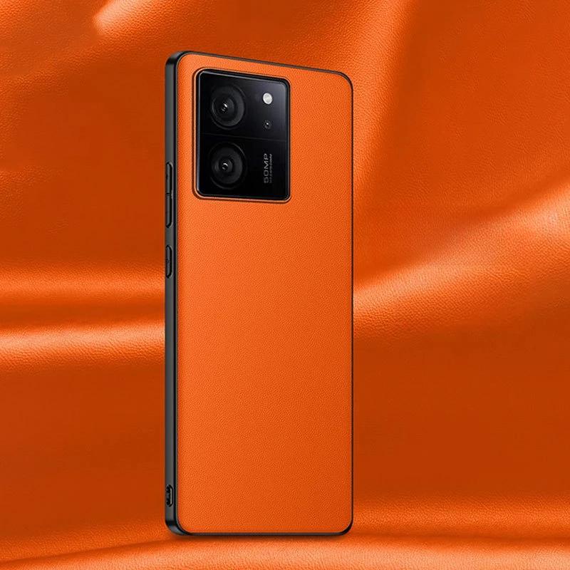 

Luxury Vintage Leather Case for Xiaomi Mi 13t Pro 13T Retro Shockproof Protective Phone Cover for Xiaomi 13T 13TPro 13T And 13T Pro оранжевый