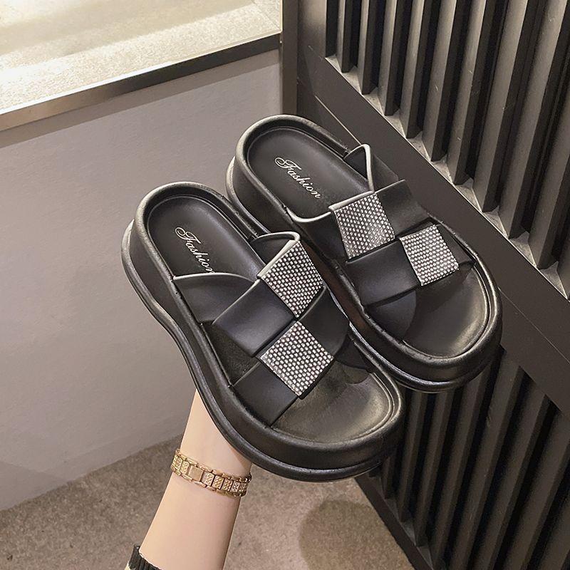 

Женские туфли с квадратным ромбовидным узором, визуально увеличивающие рост, 2025, дизайн Xiaoxiang Fengshui, платформа 4,5 см, модная толстая подошва для повседневной носки 40-41