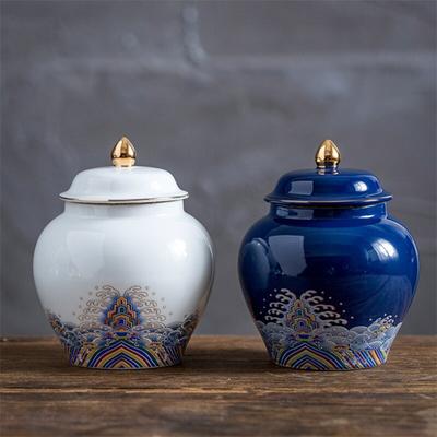 Keramická smaltovaná krabička na čaj Velká krabička na čaj Uzavřená nádoba na skladování cukrovinek Porcelánová nádoba na jídlo