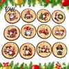 DIY Holiday Craft Supplies 12/24/36Pcs Christmas Gnome Wooden Ornaments, Round Wood Slice Hanging Decorations, Santa Party Ornaments Print Designs for
