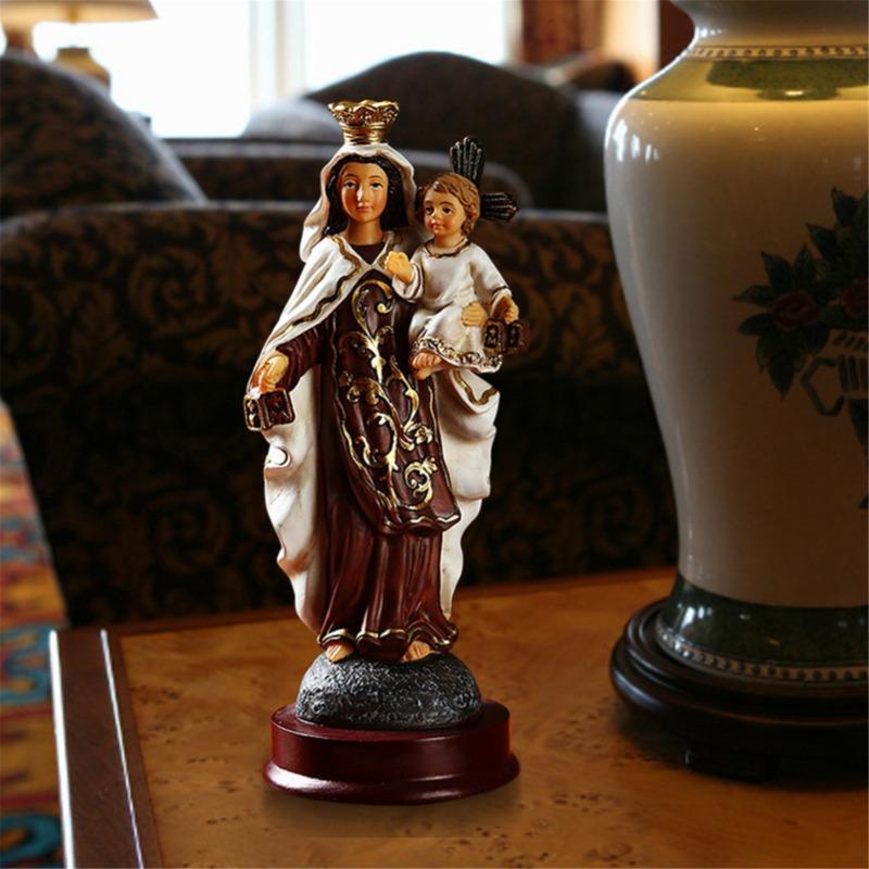 Resin Madonna Blessed Saint Virgin Our Lady Of Mary Statue Figure Christ Tabletop Statue Figurine Resin Ornament.