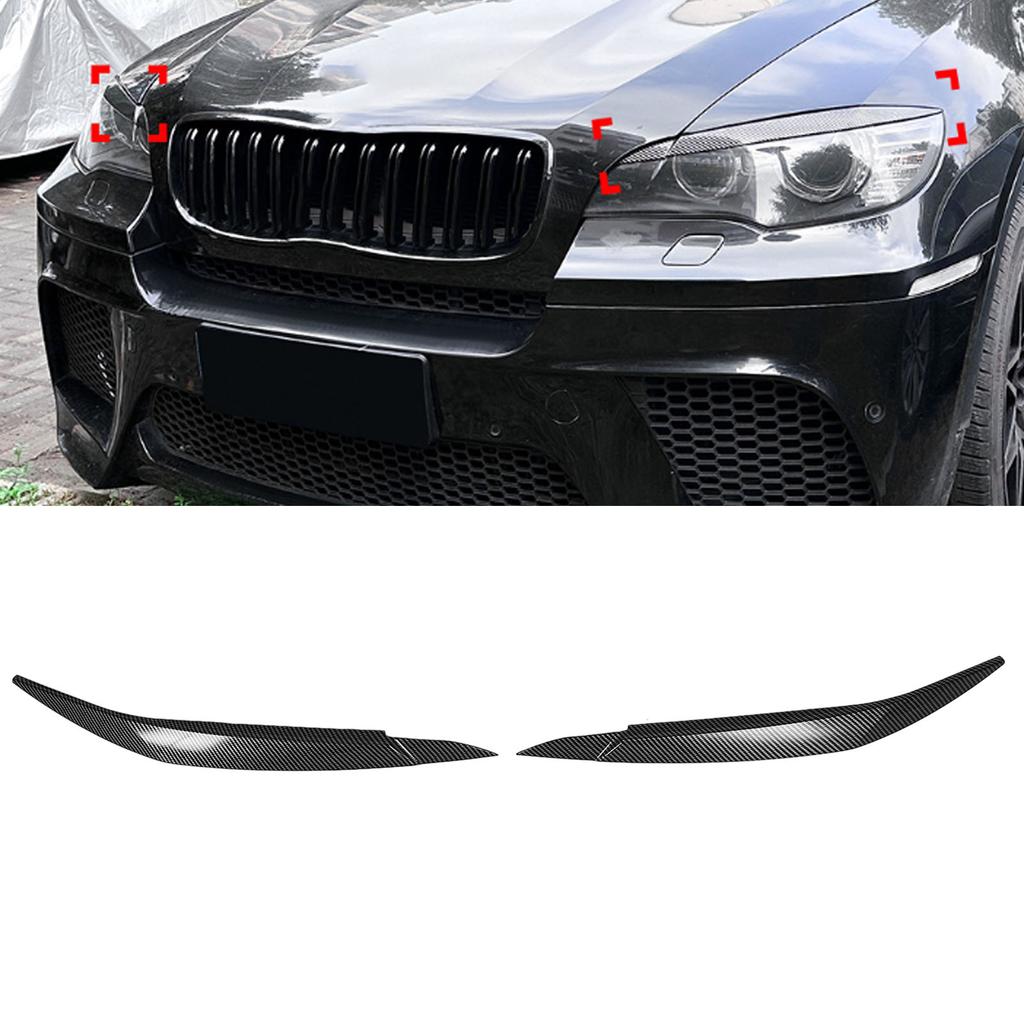 1 Pair Headlight Eyebrow Decorative Trim Left Right Headlamp Eyebrow Strip Trim for X6 E71 2008 to 2014