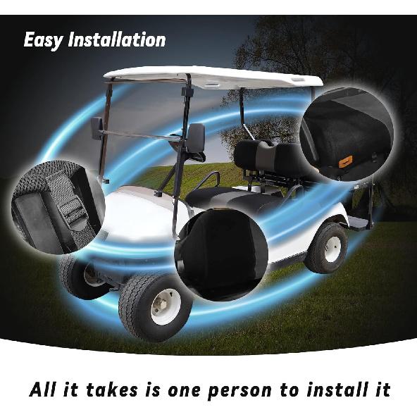 Golf Cart Front Seat Covers Fit EZGO TXT 1994-2013, Washable Breathable Air Mesh Cloth Adjustable Seat Cover for Golf Cart, Black and Gray