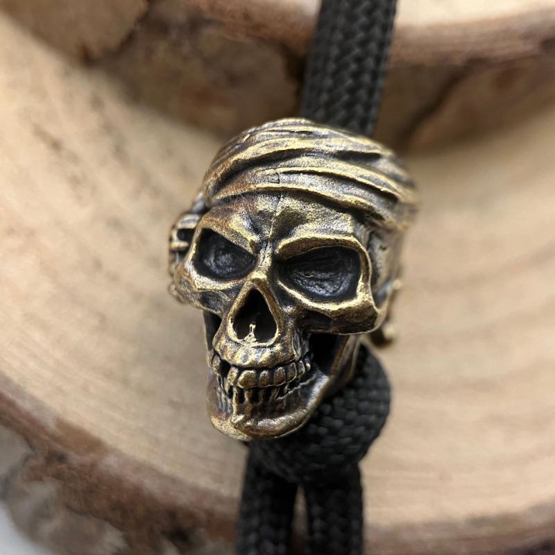 Pirate Skull Brass Knife Bead Outdoor Tool Pendant DIY Keychain Woven Bracelets Accessories Lanyard Charms