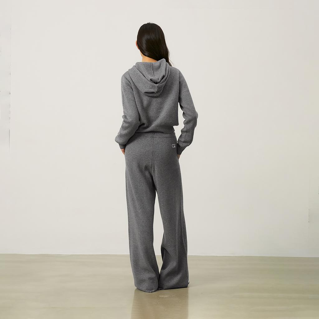 New MLB New York Yankees MLB Preppy Style Collection 24FW Knitted Fabric Pants Women's Dark Heather Gray 3FPTV0344-50MGD