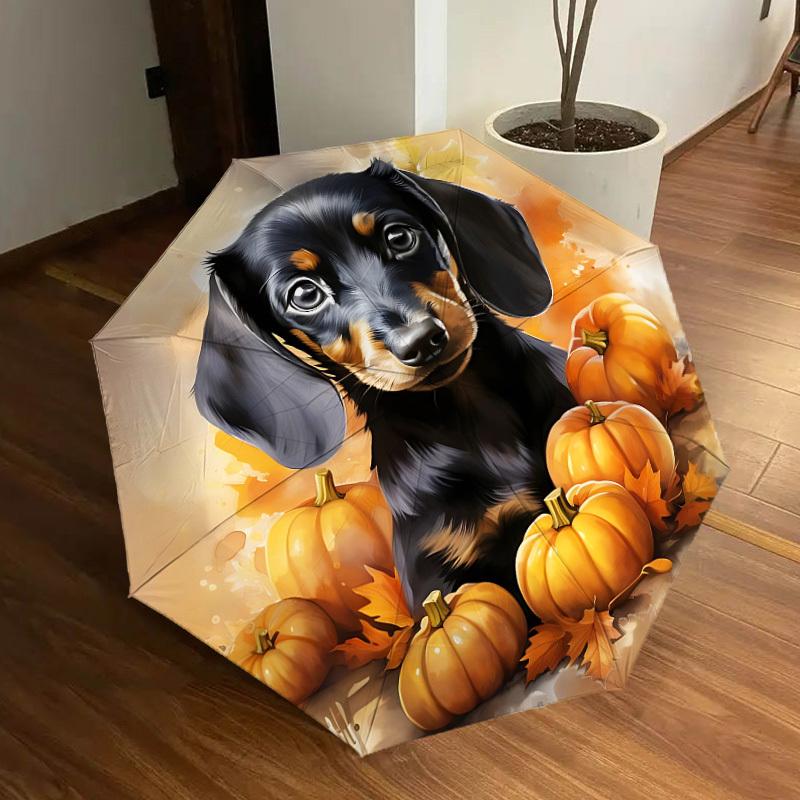 

1pc Pumpkin Dog Artwork Automatic Open/Close Umbrella, Formal Events - Ideal Gift for Family or Friends, Outdoor Accessory yy251211158