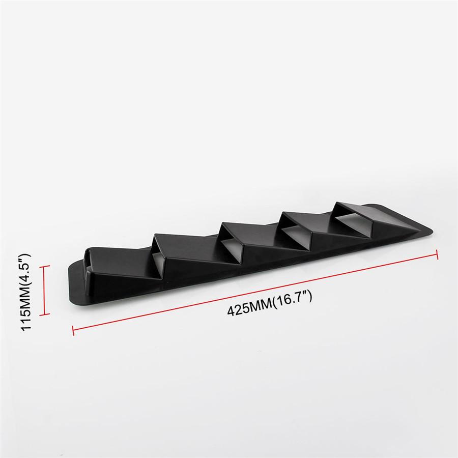 1 Pair 16.7x4.5 Universal Hood Vents Louver Panel Trim Matte Black ABS