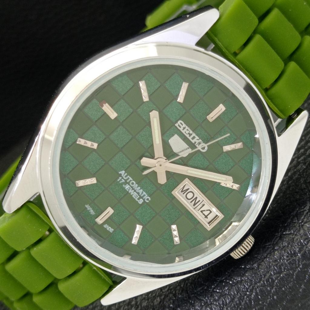 AUTOMATIC SEIKO 5 JAPAN MENS 6309A REFURBISHED GREEN COLOR DIAL WATCH a440320-4 Sk-a440320