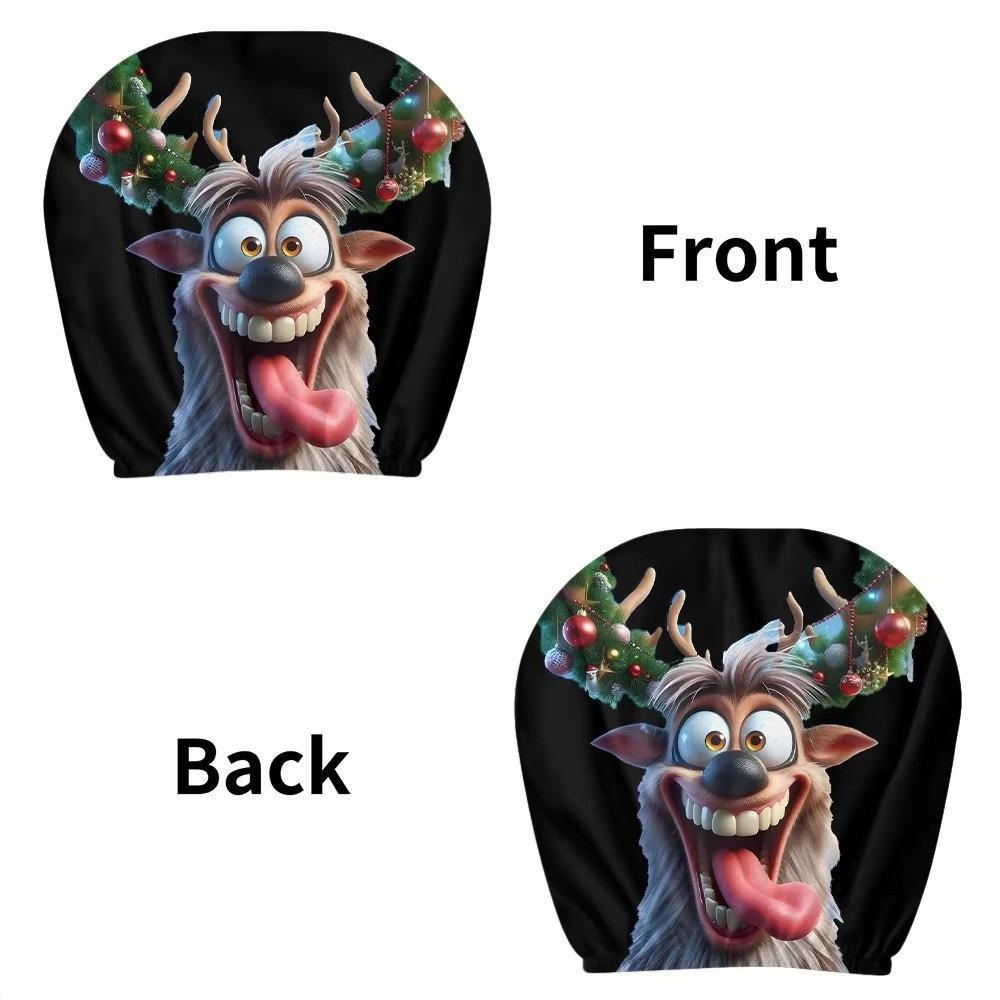2Pcs Santa Claus Car Headrest Cover Universal Auto Seat Headcover Gift for Car Lover