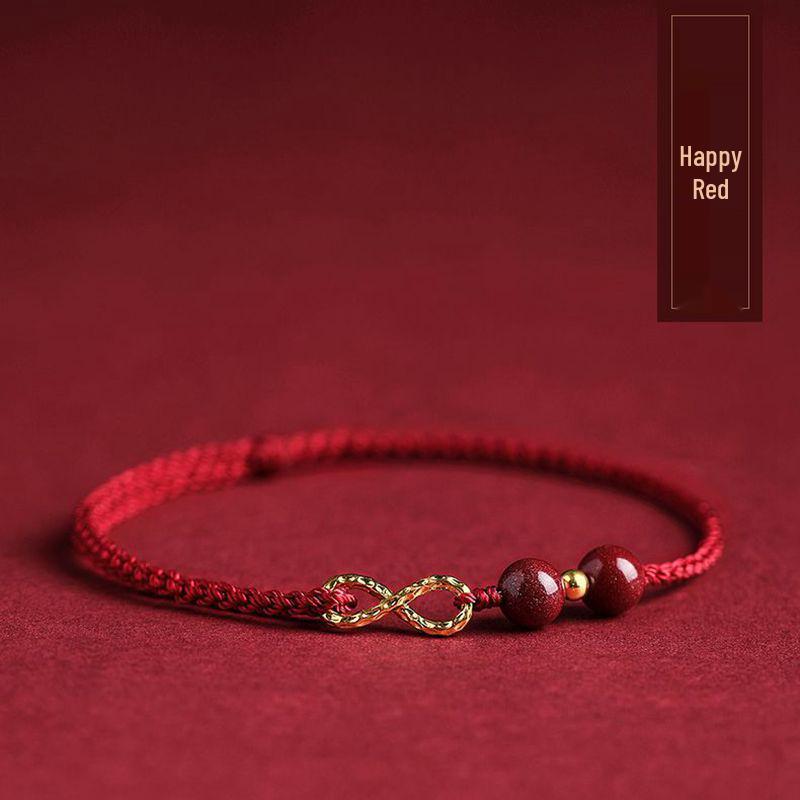 Women's Cinnabar Red String Infinity Bracelet & Anklet - Richly Woven for Couples