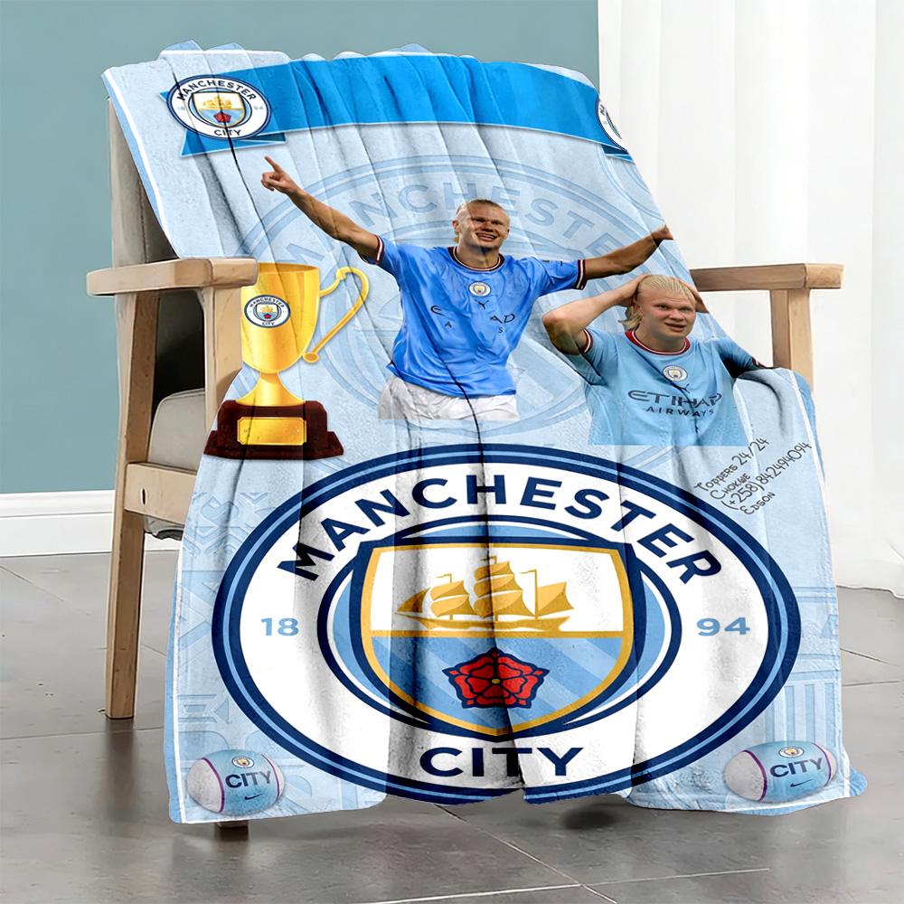 Manchester City Customize Your Name Blanket Cozy Customizable Blanket Ultra-Soft Suitable for Bedding Couch Chair Picnics Ideal for All Seasons