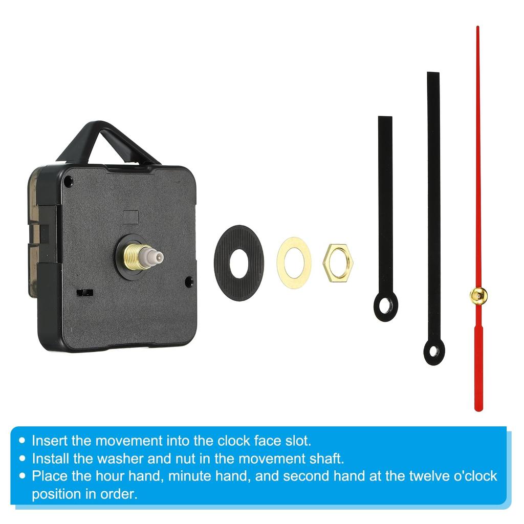 PATIKIL Clock Mechanism Replacement 2 Quartz Clock Battery DIY Wall Aluminum Hand Motor Mute with Kit, Sets, Mechanism, Operated, Clock, Kit,