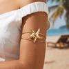 Seestern Hämmerter Oberarmreif für Damen Verstellbarer Goldfarbener Metall Offener Armreif Boho Strand Körper Schmuck Zubehör