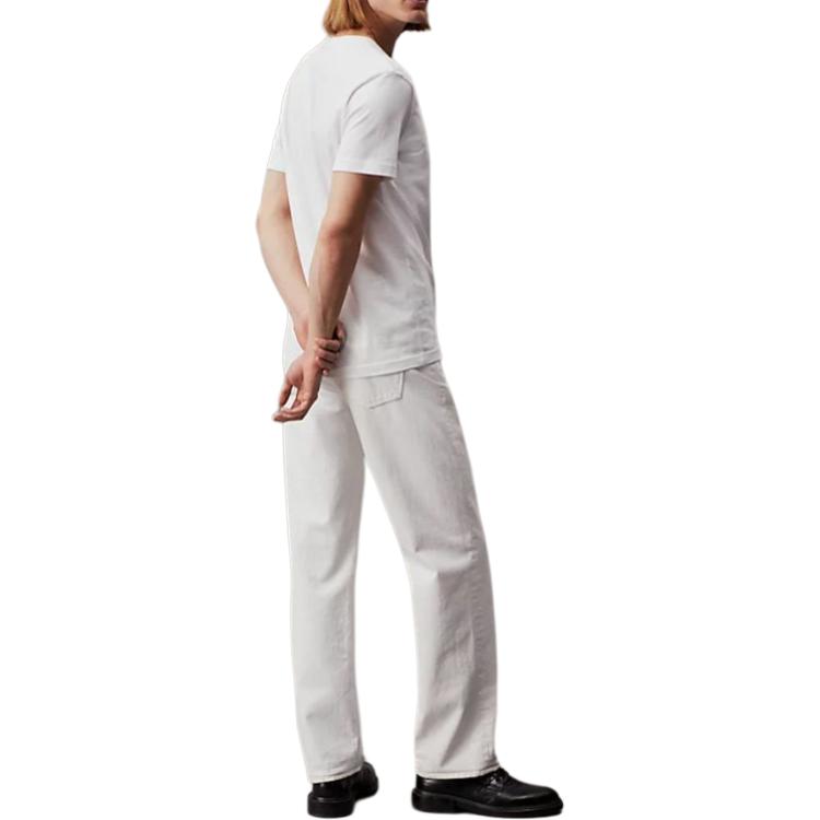 Calvin Klein Letter Logo Print Round Neck Short Sleeve T-Shirt Men Tops White J30J325498-YAF