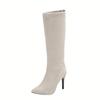 Fashion Vintage Suede Women Knee High Boots Fashion Pointed Toe Shoes Autumn Winter Thin Heel Ladies Long Booties