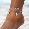 Summer Beach Anklets for Women Girls Pearl Stars Moon Pendants Foot Chains Bohemian Style Foot Accessories Summer Barefoot Chain