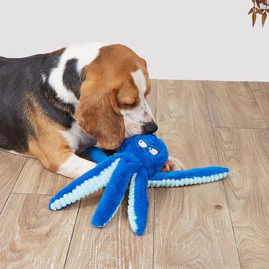 

Dog Plush Octopus Toy Interactive Chew Toy Bite Resistant Sound Puppy Squeaky Octopus Rattle Pet Supplies синій