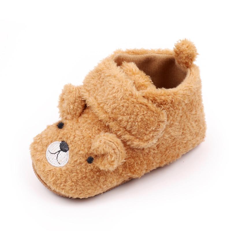 

Baby Shoes Winter Soft and Warm Prewalking Sneaker TPR Sole Anti-slip Cute Bear Animal Design New Fashion 0-9-18M BYQ3202 0-6 Months верблюд