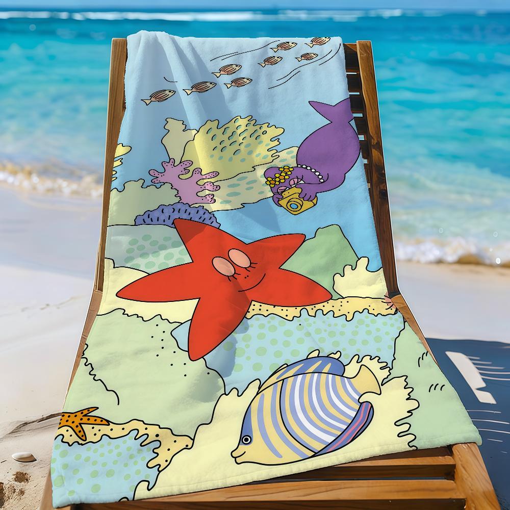 Cartoon B-Barbapapa-S Towel Sports Quick Dry Travel Camping Gear Sandproof Soft Light Large Beach Towel